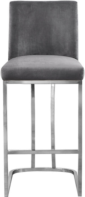 Heidi Velvet / Engineered Wood / Metal / Foam Contemporary Grey Velvet Stool - 16" W x 19.5" D x 36.5" H
