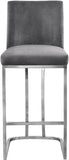 Heidi Velvet / Engineered Wood / Metal / Foam Contemporary Grey Velvet Stool - 16" W x 19.5" D x 36.5" H