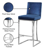 Heidi Velvet / Engineered Wood / Metal / Foam Contemporary Navy Velvet Stool - 16" W x 19.5" D x 36.5" H