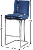 Heidi Velvet / Engineered Wood / Metal / Foam Contemporary Navy Velvet Stool - 16" W x 19.5" D x 36.5" H