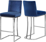 Heidi Velvet / Engineered Wood / Metal / Foam Contemporary Navy Velvet Stool - 16" W x 19.5" D x 36.5" H