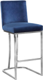 Heidi Velvet / Engineered Wood / Metal / Foam Contemporary Navy Velvet Stool - 16" W x 19.5" D x 36.5" H