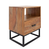 Sagebrook Home Contemporary 24" Wood/metal Side Table W/ Drawer, Brown 15497 Brown Metal