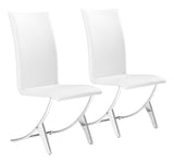 English Elm EE2795 100% Polyurethane, Plywood, Steel Modern Commercial Grade Dining Chair Set - Set of 2 White, Chrome 100% Polyurethane, Plywood, Steel