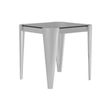 Modern Square Glass Top End Table Silver and Grey