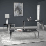 Modern Rectangle Glass Top Sofa Table Silver and Grey