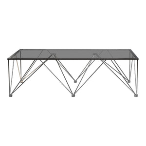 Chalet Contemporary Rectangle Coffee Table with Glass Top Chrome and Grey