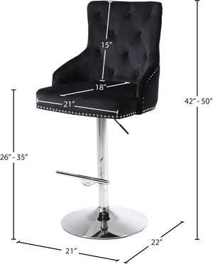 Claude Velvet / Engineered Wood / Metal / Foam Contemporary Black Velvet Adjustable Stool - 20.5" W x 22" D x 42"- 50" H