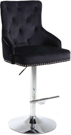 Claude Velvet / Engineered Wood / Metal / Foam Contemporary Black Velvet Adjustable Stool - 20.5" W x 22" D x 42"- 50" H