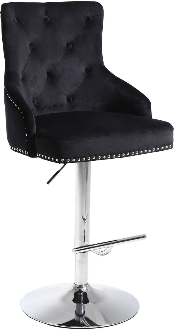 Claude Velvet / Engineered Wood / Metal / Foam Contemporary Black Velvet Adjustable Stool - 20.5" W x 22" D x 42"- 50" H