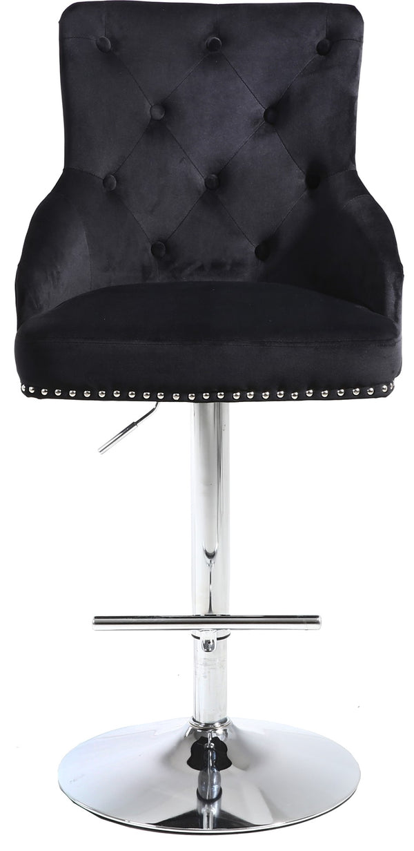 Claude Velvet / Engineered Wood / Metal / Foam Contemporary Black Velvet Adjustable Stool - 20.5" W x 22" D x 42"- 50" H