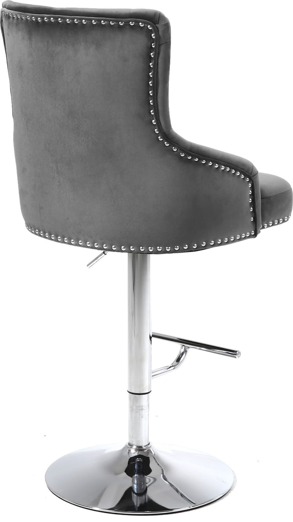 Claude Velvet / Engineered Wood / Metal / Foam Contemporary Grey Velvet Adjustable Stool - 20.5" W x 22" D x 42"- 50" H