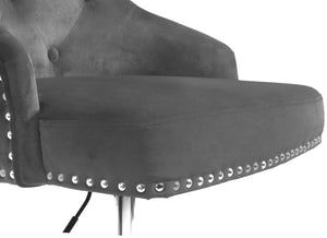 Claude Velvet / Engineered Wood / Metal / Foam Contemporary Grey Velvet Adjustable Stool - 20.5" W x 22" D x 42"- 50" H