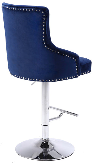 Claude Velvet / Engineered Wood / Metal / Foam Contemporary Navy Velvet Adjustable Stool - 20.5" W x 22" D x 42"- 50" H