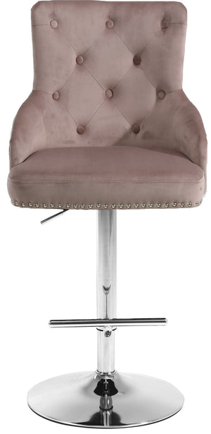Claude Velvet / Engineered Wood / Metal / Foam Contemporary Pink Velvet Adjustable Stool - 20.5" W x 22" D x 42"- 50" H
