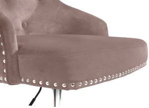 Claude Velvet / Engineered Wood / Metal / Foam Contemporary Pink Velvet Adjustable Stool - 20.5" W x 22" D x 42"- 50" H