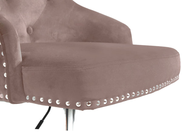 Claude Velvet / Engineered Wood / Metal / Foam Contemporary Pink Velvet Adjustable Stool - 20.5" W x 22" D x 42"- 50" H