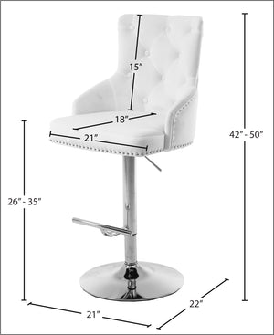 Claude Velvet / Engineered Wood / Metal / Foam Contemporary White Velvet Adjustable Stool - 20.5" W x 22" D x 42"- 50" H