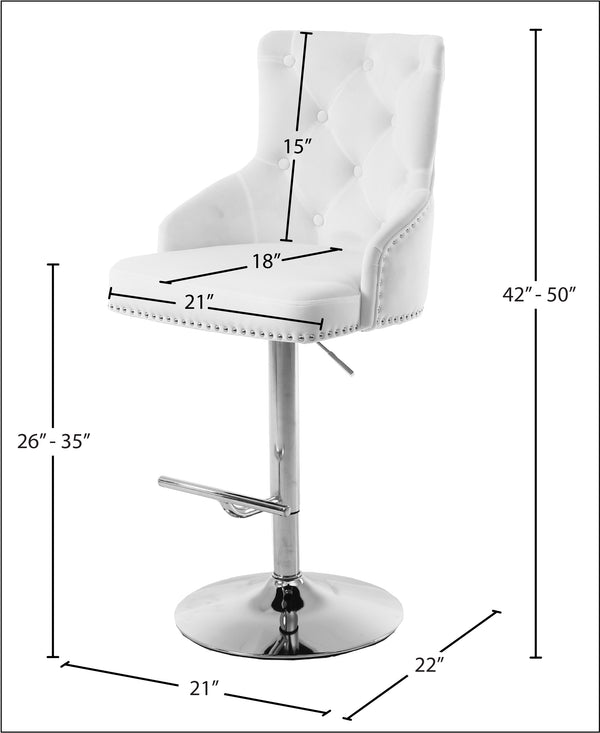 Claude Velvet / Engineered Wood / Metal / Foam Contemporary White Velvet Adjustable Stool - 20.5" W x 22" D x 42"- 50" H