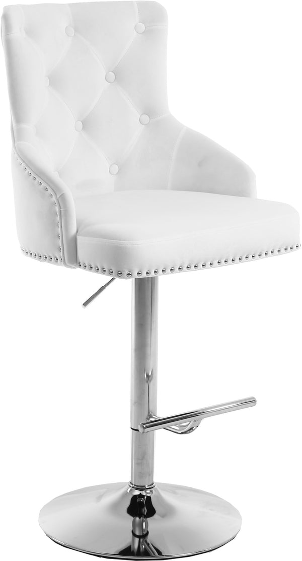 Claude Velvet / Engineered Wood / Metal / Foam Contemporary White Velvet Adjustable Stool - 20.5" W x 22" D x 42"- 50" H