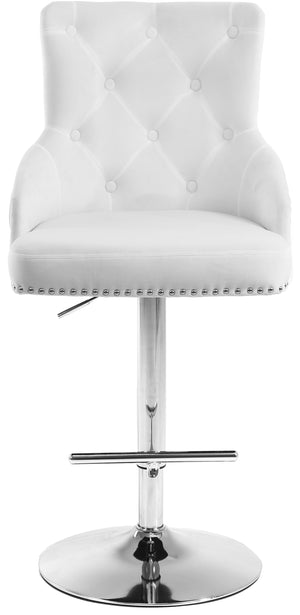 Claude Velvet / Engineered Wood / Metal / Foam Contemporary White Velvet Adjustable Stool - 20.5" W x 22" D x 42"- 50" H