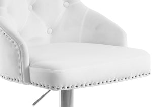 Claude Velvet / Engineered Wood / Metal / Foam Contemporary White Velvet Adjustable Stool - 20.5" W x 22" D x 42"- 50" H