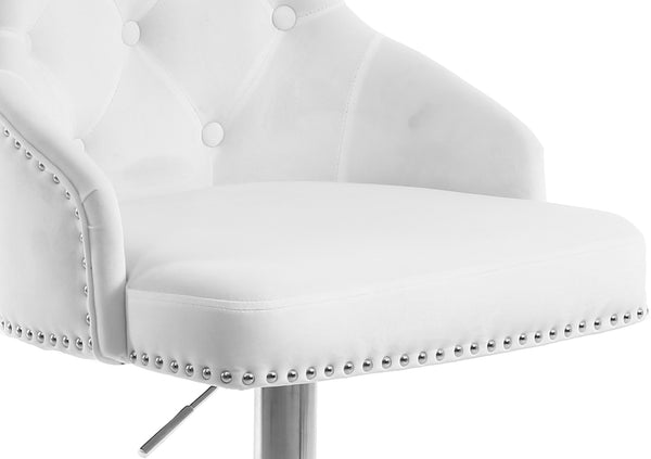 Claude Velvet / Engineered Wood / Metal / Foam Contemporary White Velvet Adjustable Stool - 20.5" W x 22" D x 42"- 50" H