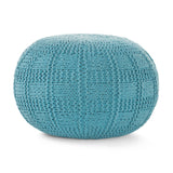 Yuny Handcrafted Modern Fabric Pouf, Blue Noble House