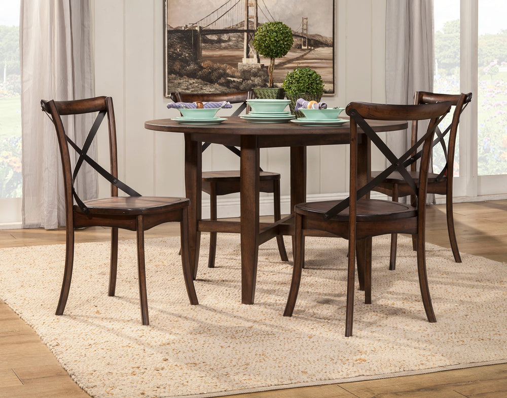 Alpine Furniture Arendal Set of 2 Side Chairs, Burnished Dark Oak 5672-02 Burnished Dark Oak Rubberwood Solids & Oak Veneer 20 x 21.5 x 34