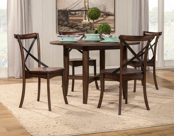 Alpine Furniture Arendal Set of 2 Side Chairs, Burnished Dark Oak 5672-02 Burnished Dark Oak Rubberwood Solids & Oak Veneer 20 x 21.5 x 34