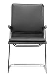 English Elm EE2948 100% Polyurethane, Steel Modern Commercial Grade Conference Chair Set - Set of 2 Black, Silver 100% Polyurethane, Steel
