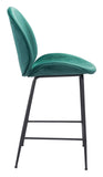 Zuo Modern Miles 100% Polyester, Plywood, Steel Modern Commercial Grade Counter Stool Green, Black 100% Polyester, Plywood, Steel