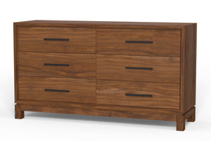 Nova Dresser in Honey Maple - Fully Assembled Mahogany with Six Drawers and Elegant Bronze Hardware