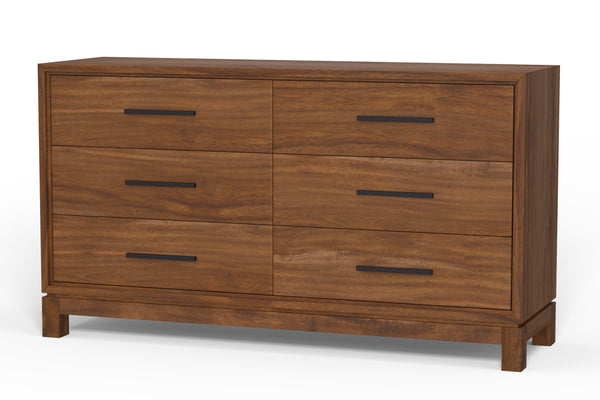 Nova Dresser in Honey Maple - Fully Assembled Mahogany with Six Drawers and Elegant Bronze Hardware