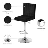 Joel Velvet / Engineered Wood / Metal / Foam Contemporary Black Velvet Adjustable Stool - 16.5" W x 20" D x 39"-47.5" H