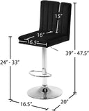 Joel Velvet / Engineered Wood / Metal / Foam Contemporary Black Velvet Adjustable Stool - 16.5" W x 20" D x 39"-47.5" H