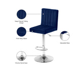 Joel Velvet / Engineered Wood / Metal / Foam Contemporary Navy Velvet Adjustable Stool - 16.5" W x 20" D x 39"-47.5" H