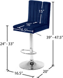 Joel Velvet / Engineered Wood / Metal / Foam Contemporary Navy Velvet Adjustable Stool - 16.5" W x 20" D x 39"-47.5" H