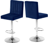 Joel Velvet / Engineered Wood / Metal / Foam Contemporary Navy Velvet Adjustable Stool - 16.5" W x 20" D x 39"-47.5" H