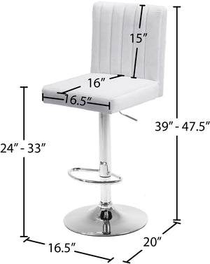 Joel Velvet / Engineered Wood / Metal / Foam Contemporary White Velvet Adjustable Stool - 16.5" W x 20" D x 39"-47.5" H