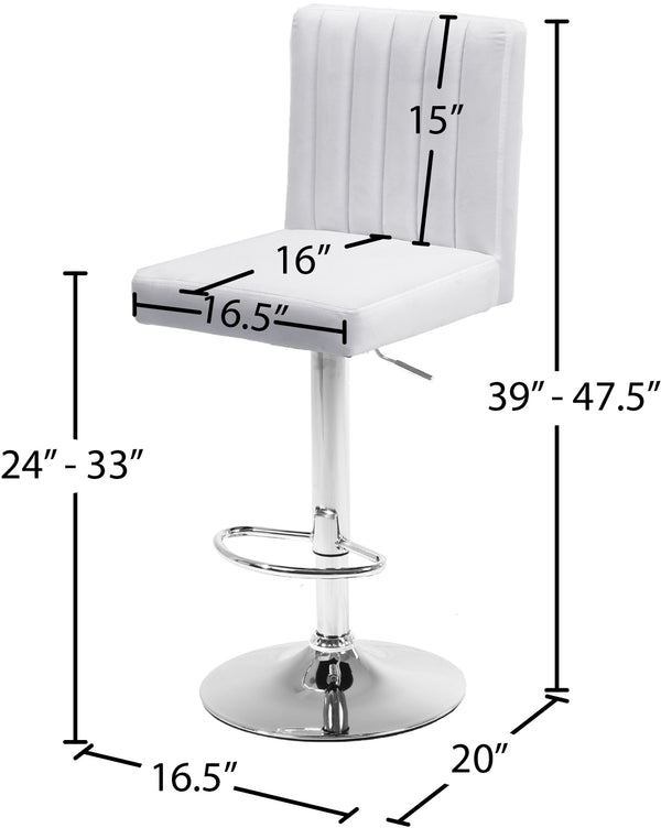 Joel Velvet / Engineered Wood / Metal / Foam Contemporary White Velvet Adjustable Stool - 16.5" W x 20" D x 39"-47.5" H