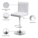 Joel Velvet / Engineered Wood / Metal / Foam Contemporary White Velvet Adjustable Stool - 16.5" W x 20" D x 39"-47.5" H