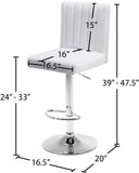 Joel Velvet / Engineered Wood / Metal / Foam Contemporary White Velvet Adjustable Stool - 16.5" W x 20" D x 39"-47.5" H