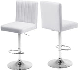 Joel Velvet / Engineered Wood / Metal / Foam Contemporary White Velvet Adjustable Stool - 16.5" W x 20" D x 39"-47.5" H