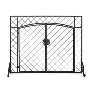Springer Contemporary Iron Fireplace Screen, Matte Black Noble House