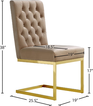Cameron Velvet / Engineered Wood / Stainless Steel / Foam Contemporary Beige Velvet Dining Chair - 19" W x 25.5" D x 38" H