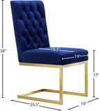 Cameron Velvet / Engineered Wood / Stainless Steel / Foam Contemporary Navy Velvet Dining Chair - 19" W x 25.5" D x 38" H