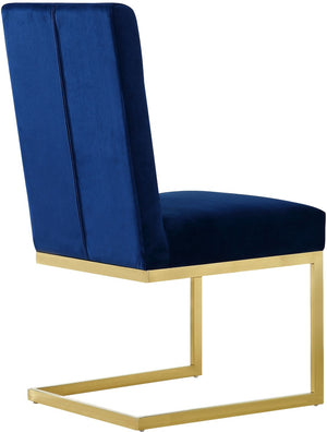Cameron Velvet / Engineered Wood / Stainless Steel / Foam Contemporary Navy Velvet Dining Chair - 19" W x 25.5" D x 38" H