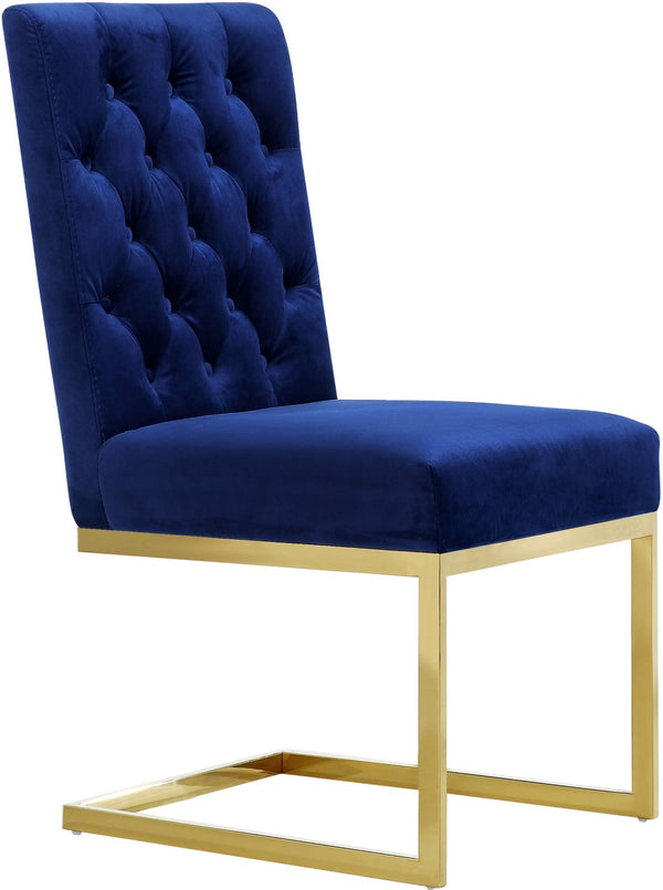 Cameron Velvet / Engineered Wood / Stainless Steel / Foam Contemporary Navy Velvet Dining Chair - 19" W x 25.5" D x 38" H