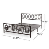 Claudia Modern Iron King Bed Frame, Hammered Copper Noble House